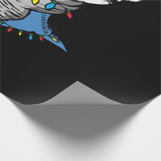 サンタシャークが竜巻に乗ってメリークリスマス ラッピングペーパー (角)