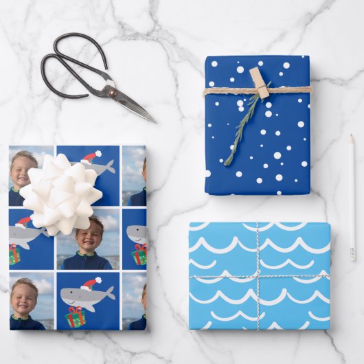 サンタシャークの写真 ラッピングペーパーシート (正面)