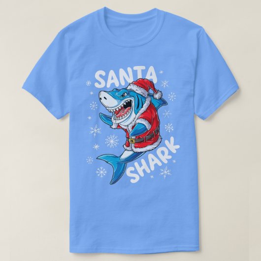 サンタシャーククリスマスパジャマクリスマスボーイズメンメリー Tシャツ (デザイン正面)