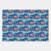 サンタシャーク乗馬そり包み紙シート ラッピングペーパーシート (正面)