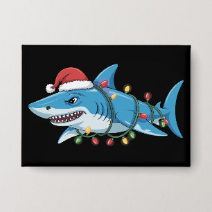 サンタシャーク クリスマス ライト シャークマス ツリー クリスマス 缶バッジ