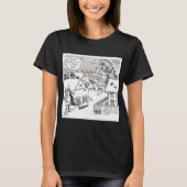 サンタショック 女性用 黒 Tシャツ (正面)