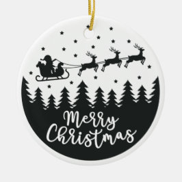 サンタシルエットメリークリスマスセラミックオーナメント セラミックオーナメント