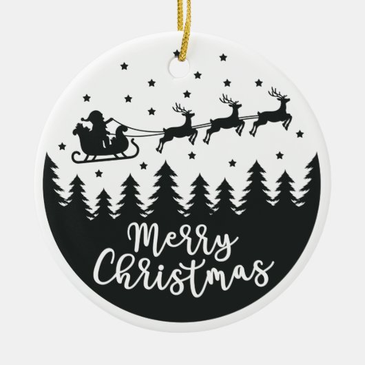 サンタシルエットメリークリスマスセラミックオーナメント セラミックオーナメント (正面)