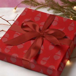 サンタシルエットモダンレッドモノトーンのクリスマス ラッピングペーパー
