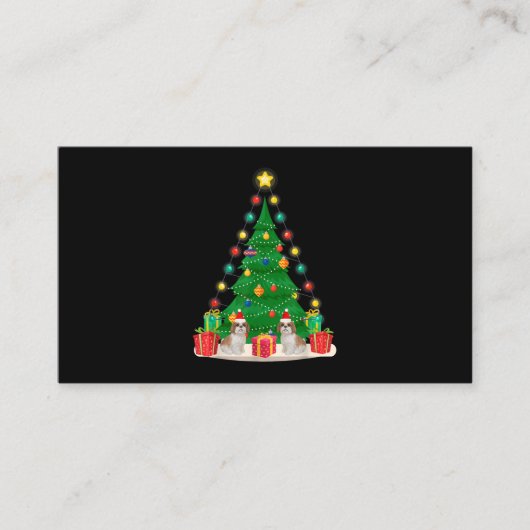 サンタシーズー(犬)ズドッグクリスマスツリーおもしろいクリスマスギフト エンクロージャーカード (正面)