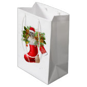 サンタシーズー（犬）Tzuインクリスマスソックス | X-masギフト ミディアムペーパーバッグ (裏面アングル)