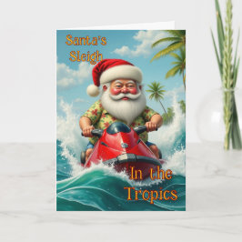 サンタジェットスキング折り畳みクリスマスカード カード