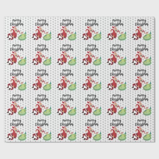 サンタジャンピングをコースに入れたゴルフメリークリスマス ラッピングペーパー (フラット)