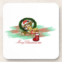 サンタジョイソッククリスマス懸命プラスチックのコースター