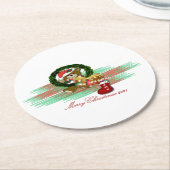 サンタジョイソッククリスマス紙コースター ラウンドペーパーコースター (アングル)