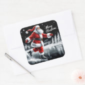 サンタジョイフルアイススケートで滑るフォーホリデーズ スクエアシール (封筒)