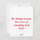 サンタジョークの悪い子と良い子の合計 シーズンカード (裏面)