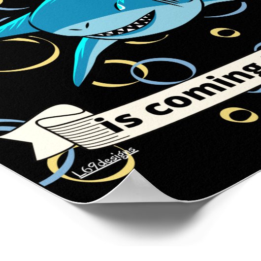 サンタジョーズ来はクリスマスのサメおもしろいだ ポスター (角)