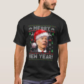 サンタジョーバイデン氏おもしろい新メリー年クリスマスユグ Tシャツ (正面)
