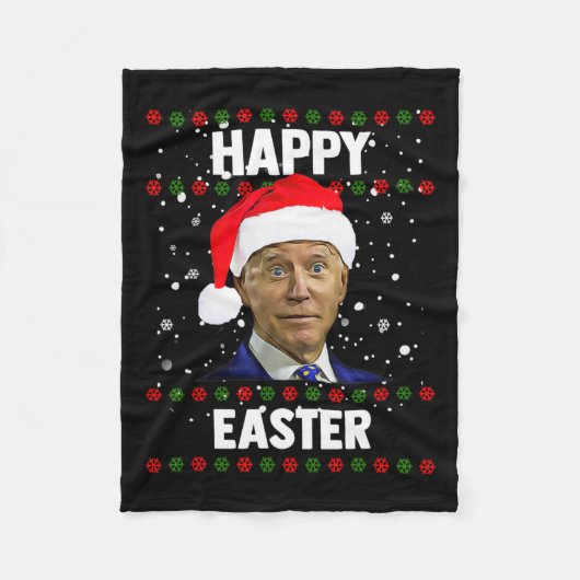 サンタジョーバイデン氏ハッピーイースター醜いクリスマススウィート フリースブランケット (正面)