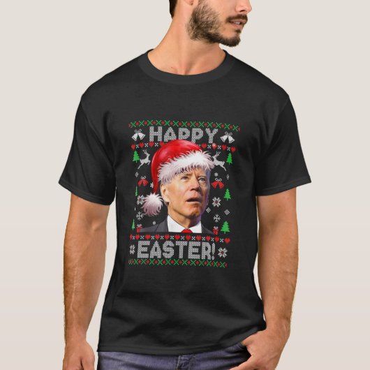 サンタジョーバイデン氏ハッピーイースター醜いクリスマススウィート Tシャツ (正面)