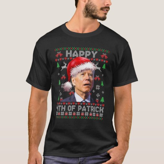 サンタジョーバイデン氏ハッピー4Th Of Patrick Abugy Christma Tシャツ (正面)