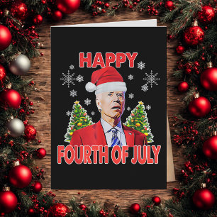 サンタジョーバイデン ハッピーフォースオブジュライ 面白いクリスマス シーズンカード