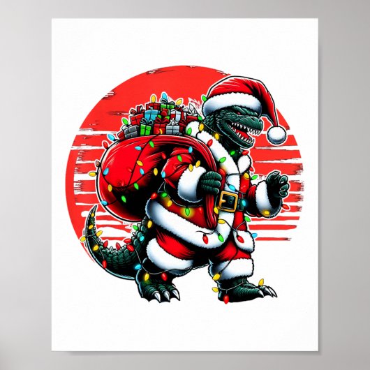 サンタジラ クリスマス シャツ 日本の怪獣  ポスター (正面)