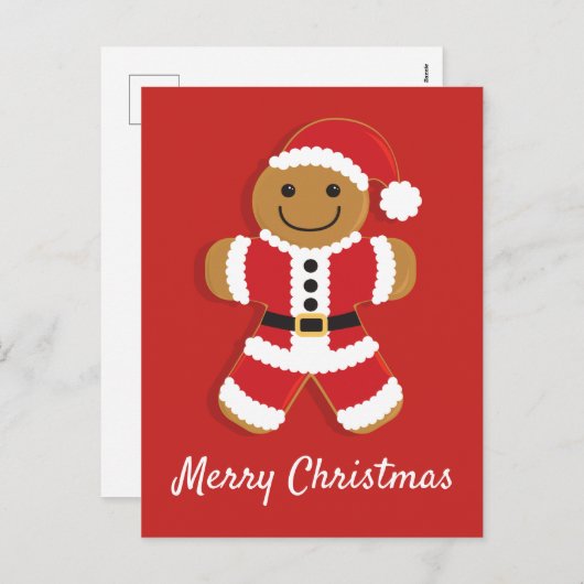サンタジンジャーブレッドマンクリスマス シーズンポストカード (正面/裏面)