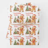 サンタジンジャーブレッドマンクリスマス ラッピングペーパーシート (インサイチュ)