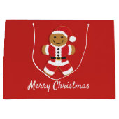 サンタジンジャーブレッドマンホリデークリスマス ラージペーパーバッグ (正面)