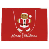 サンタジンジャーブレッドマンホリデークリスマス ラージペーパーバッグ (裏面)