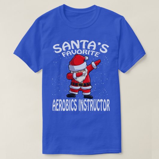 サンタスお気に入りのエアロビクスインストラクタークリスマス Tシャツ (デザイン正面)