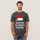 サンタスお気に入りのサーファーおもしろいクリスマスギフトサーフ Tシャツ (正面フル)