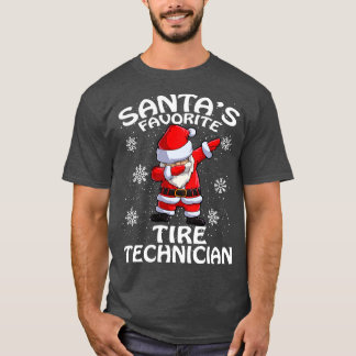 サンタスお気に入りのタイヤ技術者のクリスマス Tシャツ