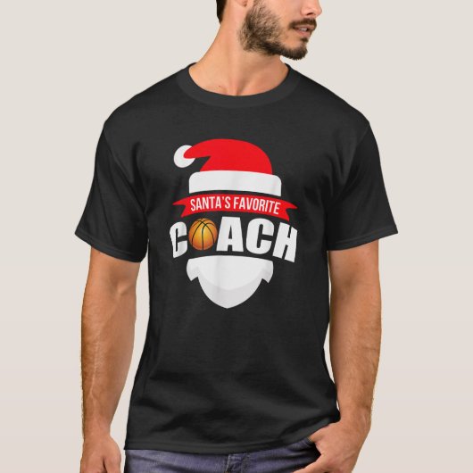 サンタスお気に入りのバスケットコーチクおもしろいクリスマス Tシャツ (正面)