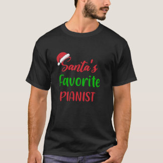 サンタスお気に入りのピアニストおもしろいギフトピアノクリスマス Tシャツ