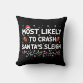 サンタスそりのクリスマスをクラッシュする可能性がおもしろい最も高い クッション (正面)