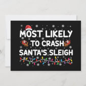 サンタスそりのクリスマスをクラッシュする可能性がおもしろい最も高い 招待状 (正面)