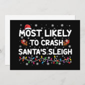 サンタスそりのクリスマスをクラッシュする可能性がおもしろい最も高い 招待状 (正面/裏面)