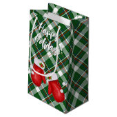 サンタスは赤い緑の格子模様にミトン スモールペーパーバッグ (裏面アングル)