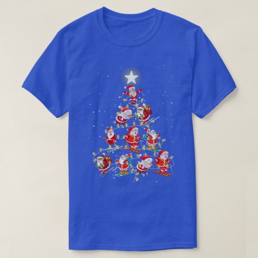 サンタスキークリスマスツリーライトズクリスマス男性へウォー Tシャツ (デザイン正面)