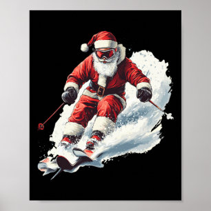 サンタスキー滑走 楽しいクリスマス スキーヤー スキーレーサー クリスマス ポスター