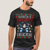 サンタスギリお気に入りのスクリスマス醜いセーター Tシャツ (正面)