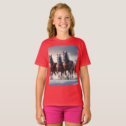 サンタスクリスマススノーウマ、キッズTシャツ Tシャツ (正面フル)