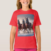 サンタスクリスマススノーウマ、キッズTシャツ Tシャツ (正面)