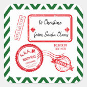 サンタスクーからのクリスマスノースポールメール配信 スクエアシール (正面)