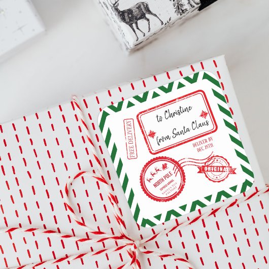 サンタスクーからのクリスマスノースポールメール配信 スクエアシール