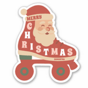 サンタスケーツ レトロローラスケートで滑るクリスマス シール