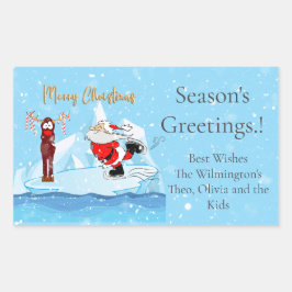 サンタスケートクリスマス長方形ギフトラベル 長方形シール