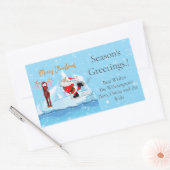 サンタスケートクリスマス長方形ギフトラベル 長方形シール (封筒)