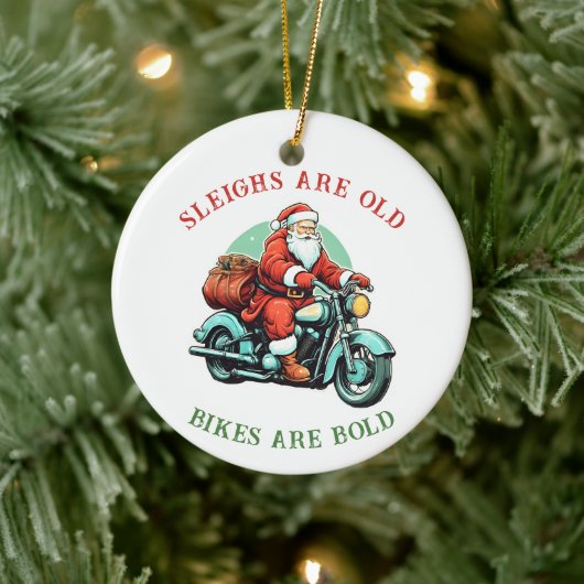 サンタスジョイライドオートバイクリスマス セラミックオーナメント (ツリー)