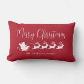 サンタススレーメリークリスマスレッド ランバークッション (正面)