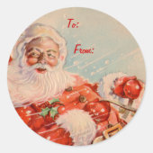 サンタススレーライドギフトラベルステッカー ラウンドシール (正面)